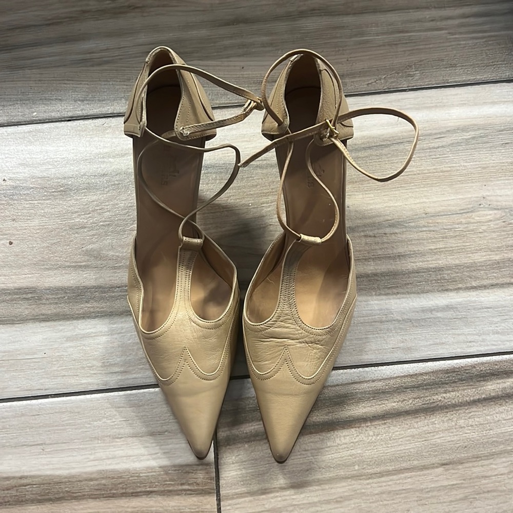 Hermes Beige Leather Heels